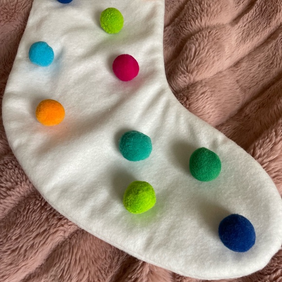 TARGET WONDERSHOP COLORFUL POM POM FLEECE CHRISTMAS STOCKING NWT - Picture 4 of 11